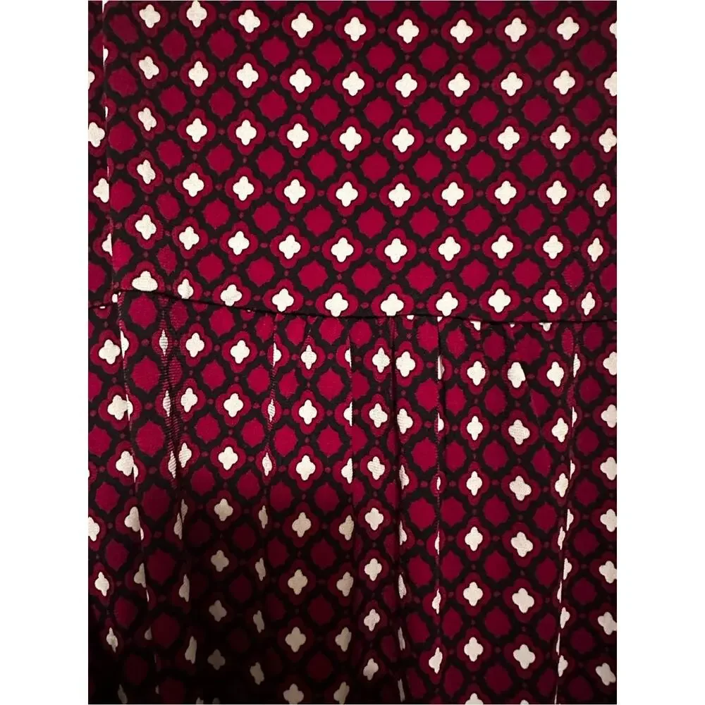 Banana Republic Burgundy Geometric Tie-Waist Midi Dress